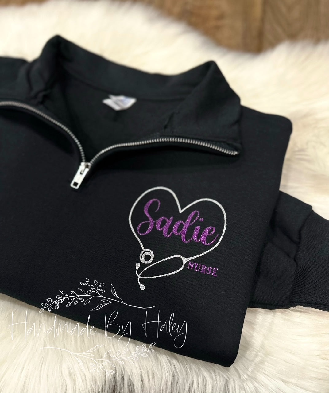 Heart Stethoscope Credential Quarter Zip