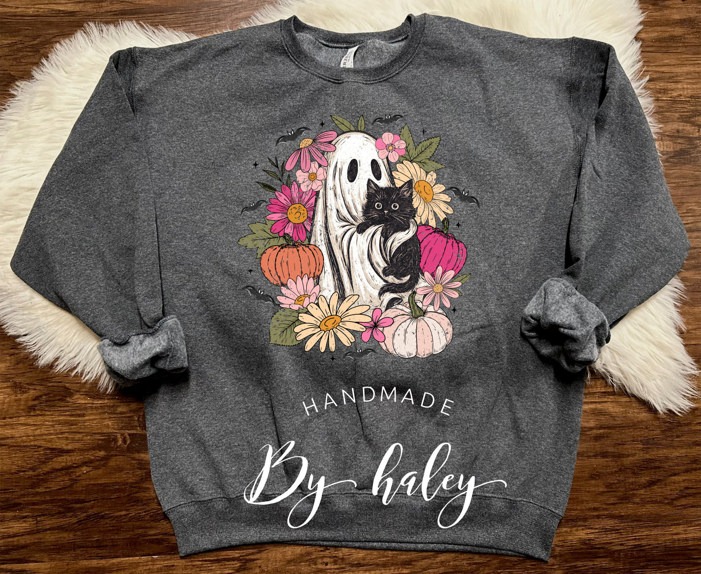 Floral Ghosty Cat Crewneck