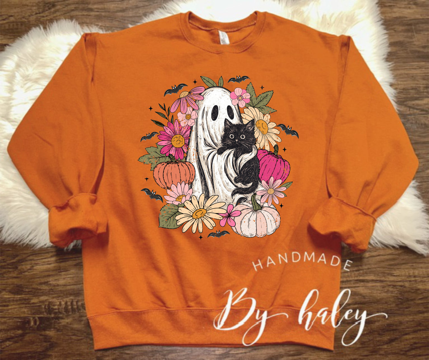 Floral Ghosty Cat Crewneck