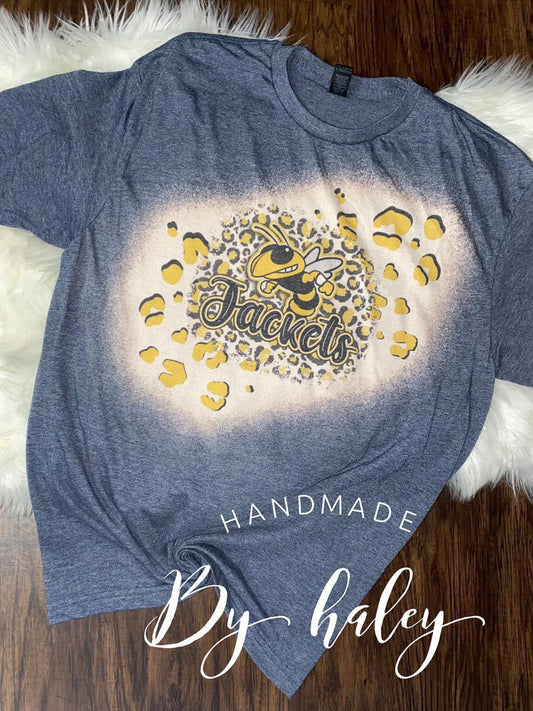 Bleached Yellow Jackets Leopard T-shirt