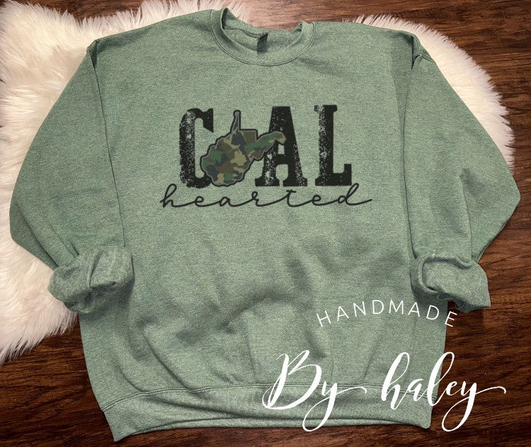 Camo Coal Hearted Crewneck