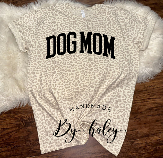 White Leopard Dog Mom T-Shirt