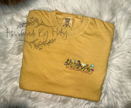 Embroidered Floral Mama T-Shirt
