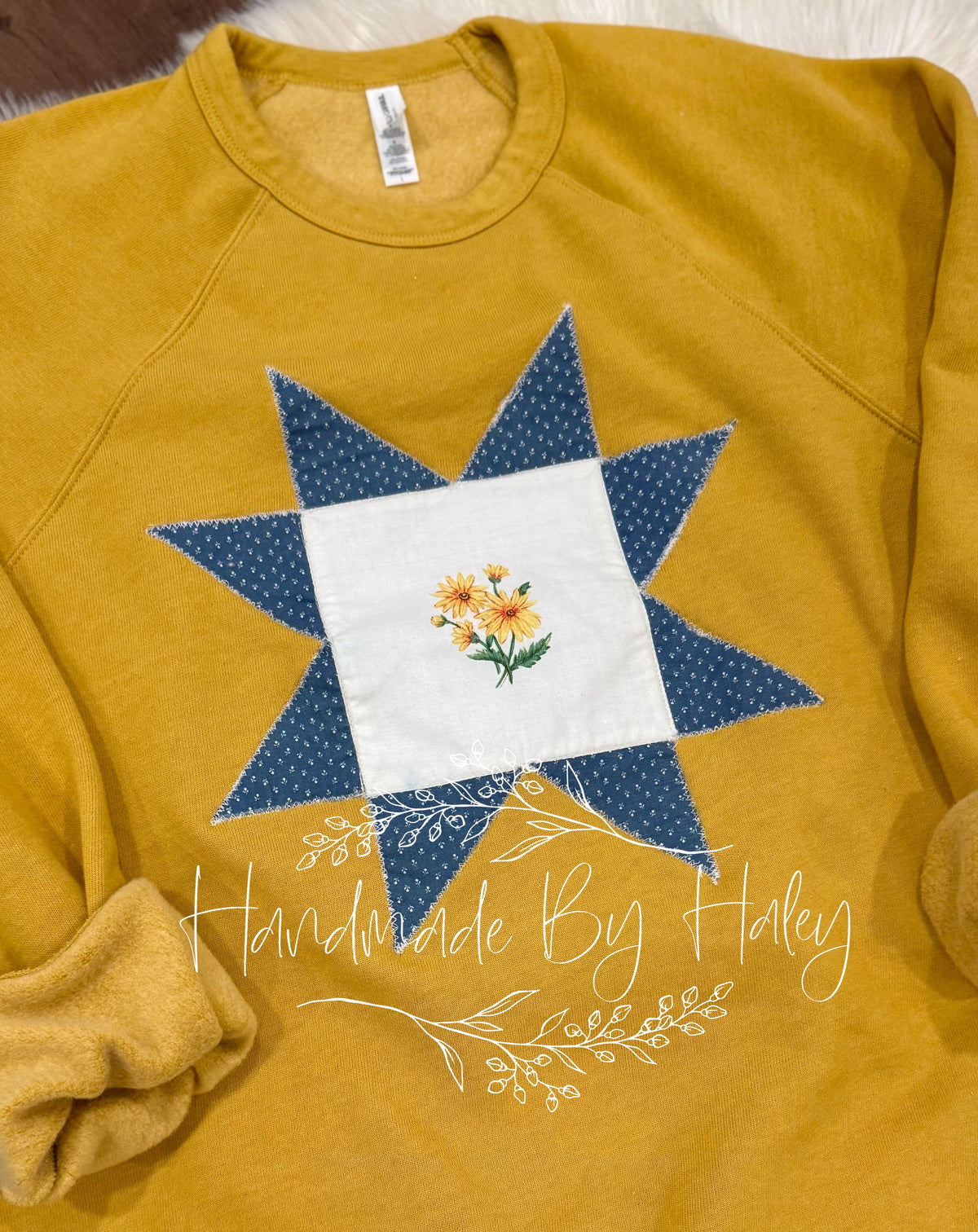 Large Sunflower Quilt Block Crewneck