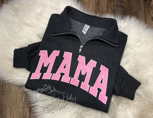 Custom Glitter MAMA Quarter Zip