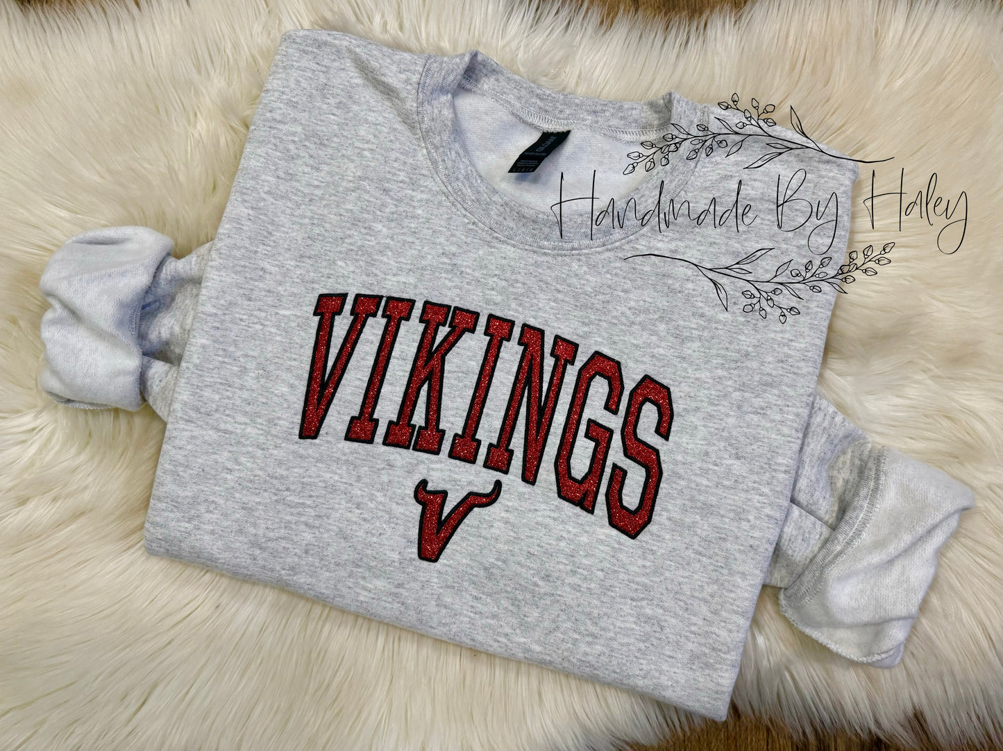 EMBROIDERED Glitter Vikings Crewneck