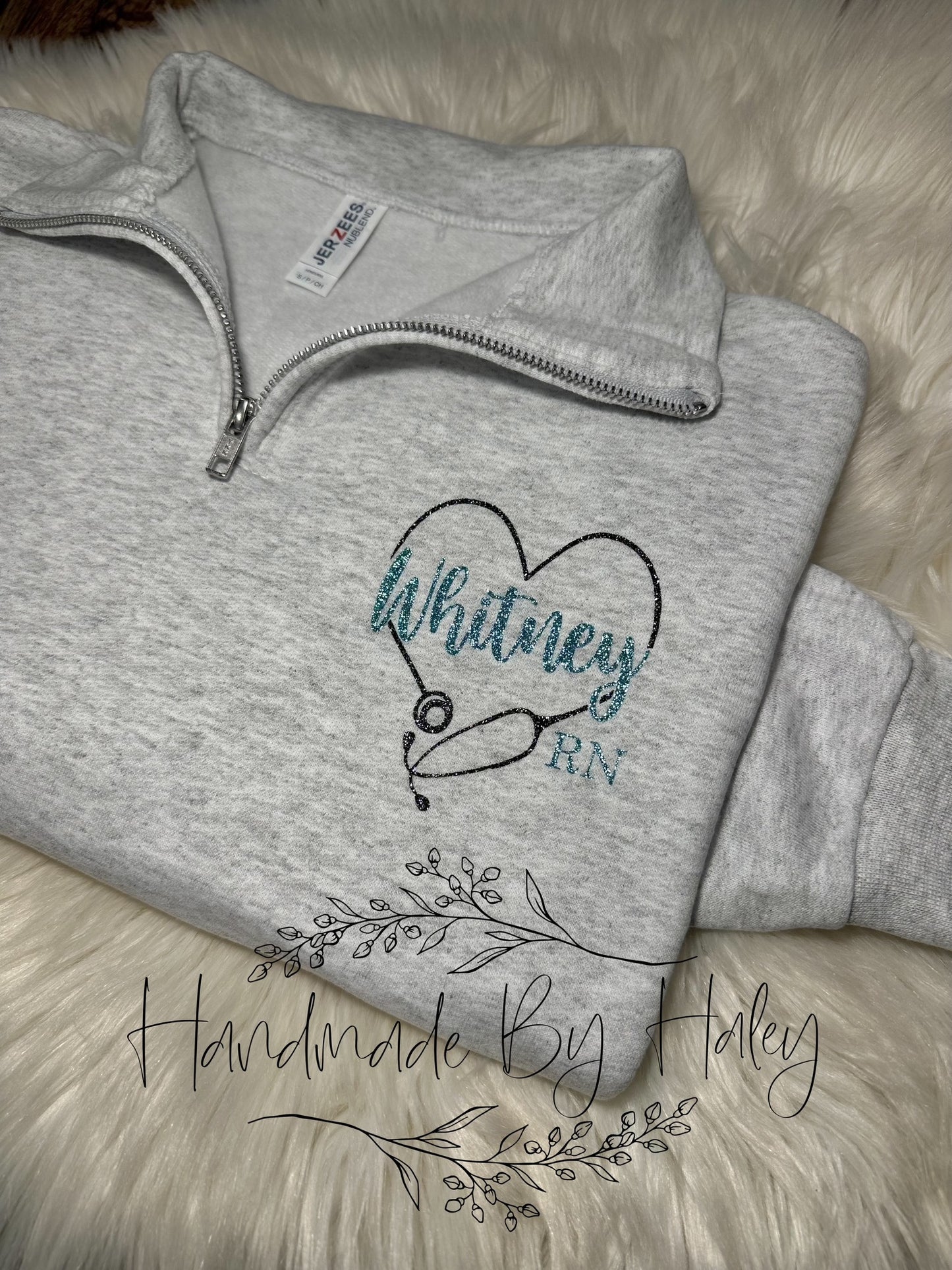 Heart Stethoscope Credential Quarter Zip