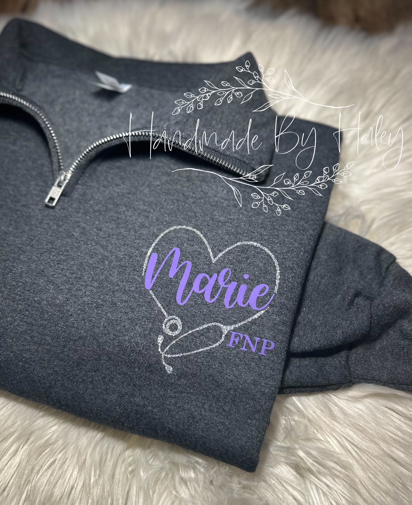 Heart Stethoscope Credential Quarter Zip