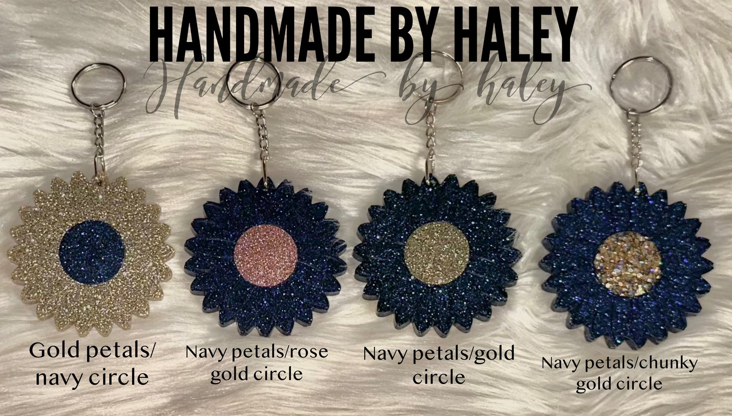 Glitter Flower Keychain