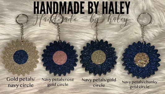Glitter Flower Keychain