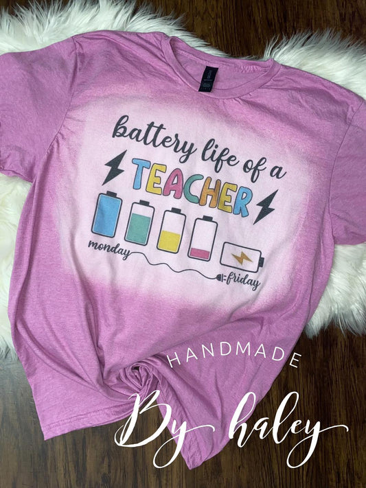 Bleached Teacher Battery Life T-Shirt