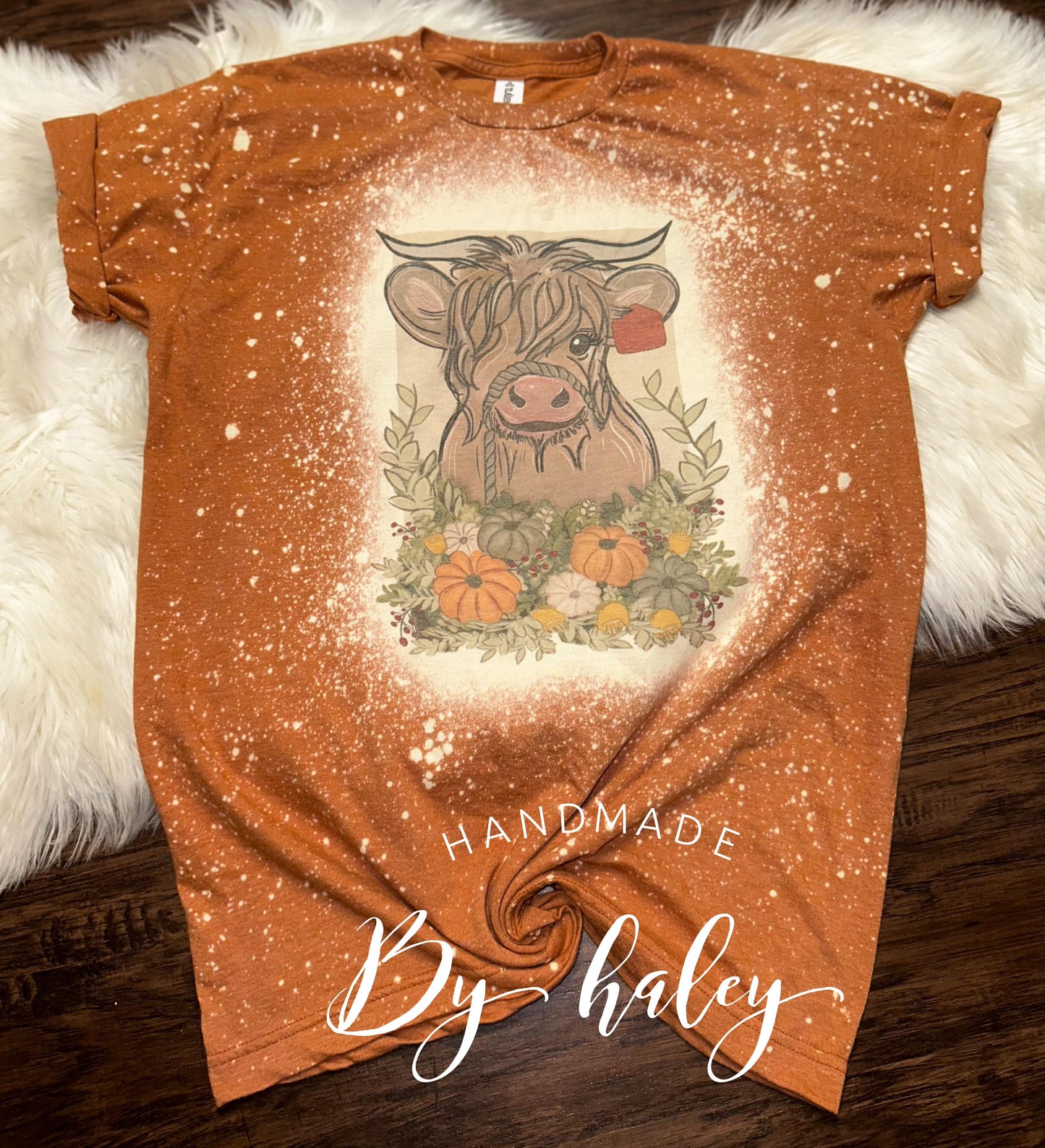 Bleached Highland Cow Pumpkins T-shirt