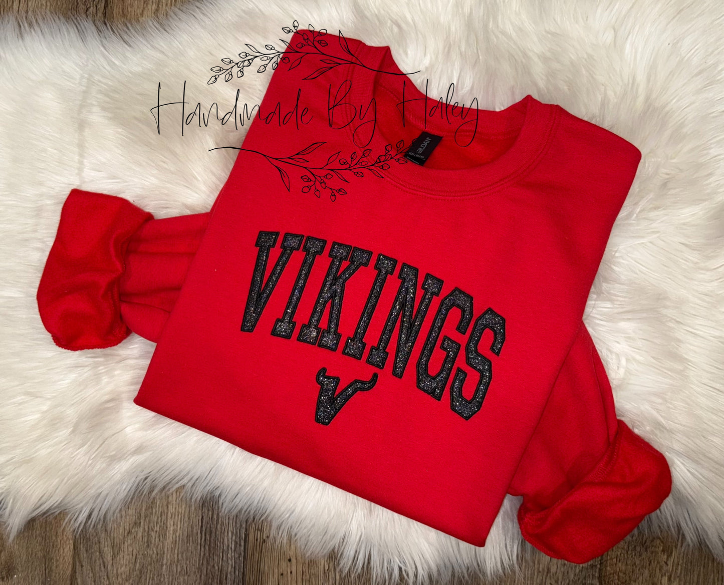 EMBROIDERED Glitter Vikings Crewneck