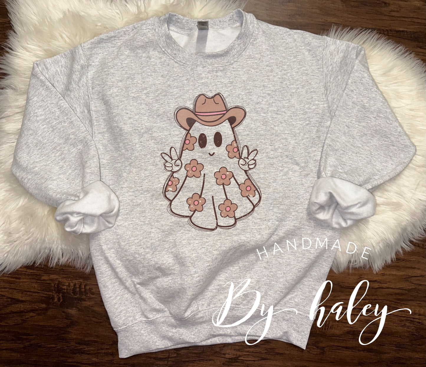 Floral Cow Girl Ghost Crewneck