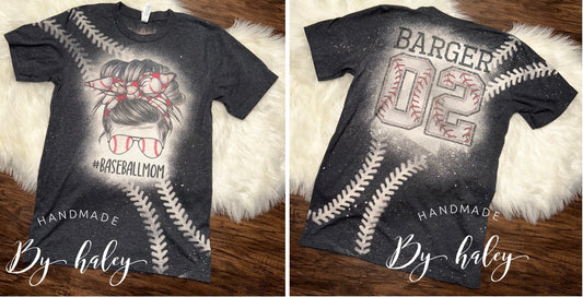 Bleached Baseball Mama T-shirt (double sided)