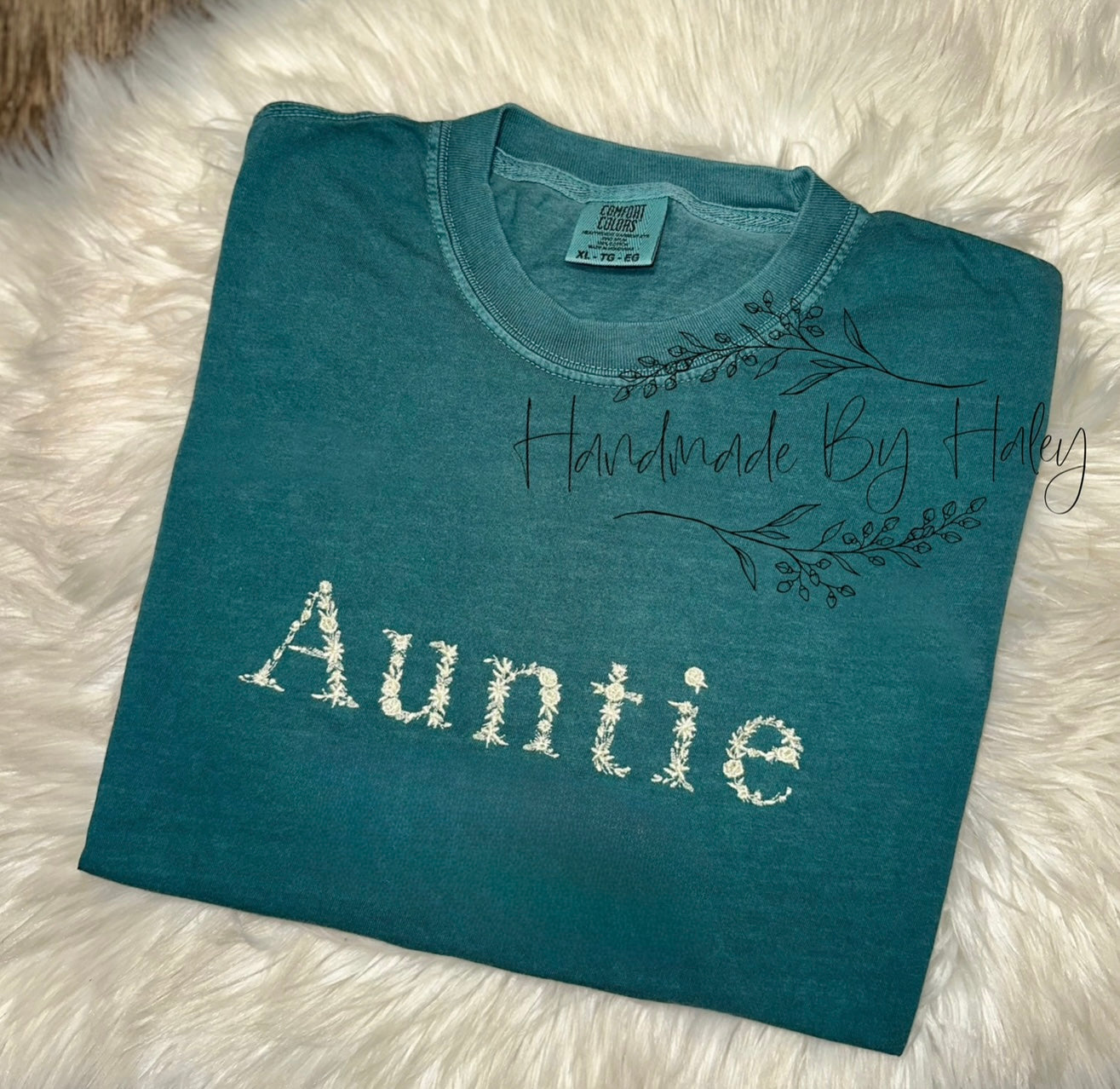 Embroidered Floral Auntie T-Shirt
