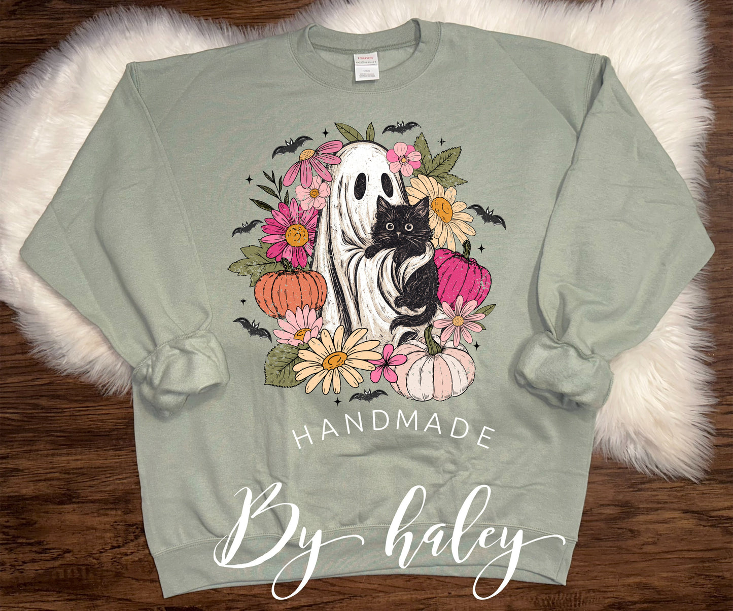 Floral Ghosty Cat Crewneck