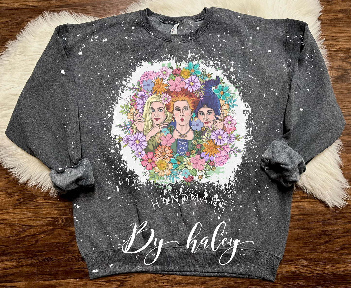 Bleached Floral Witch Crewneck