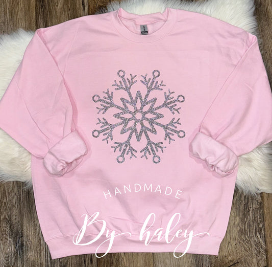 Silver Glitter Snowflake Crewneck