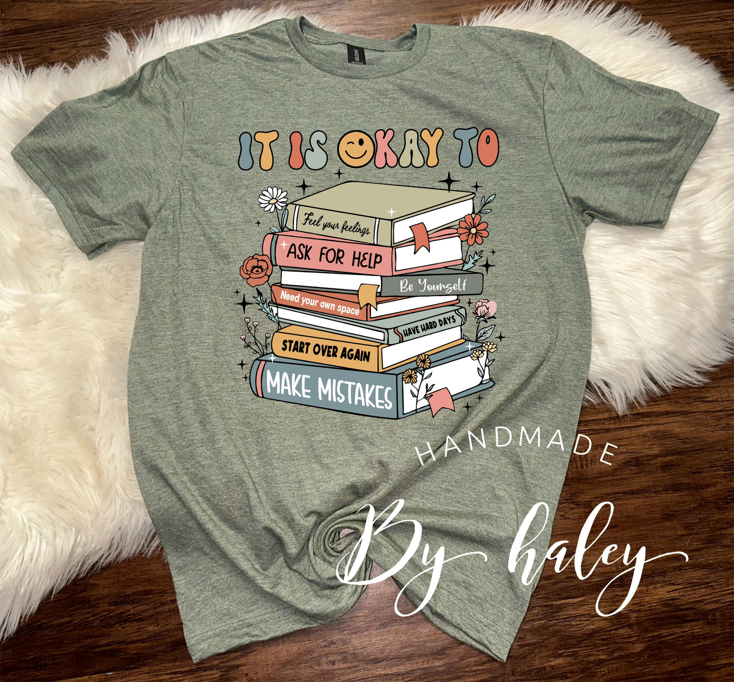 It's Okay Mental Health Book T-Shirt