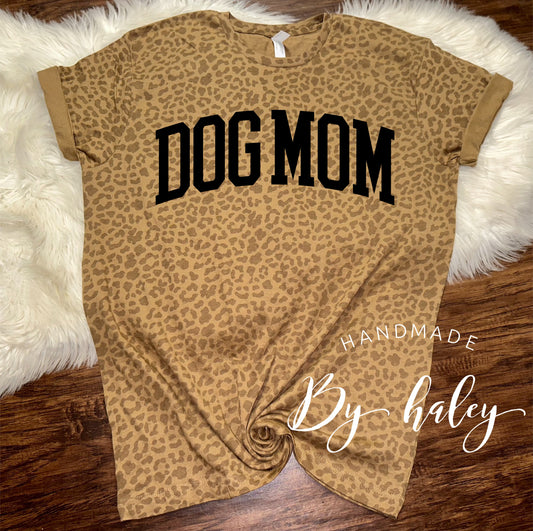 Brown Leopard Dog Mom T-Shirt