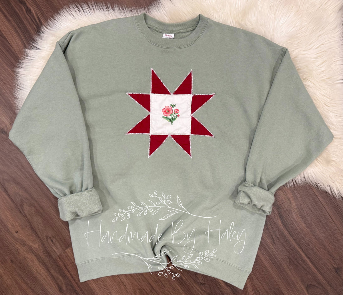 XL Floral Quilt Star Crewneck