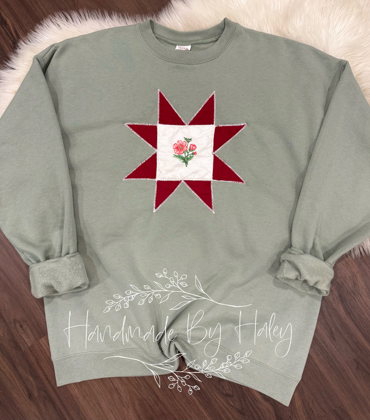 XL Floral Quilt Star Crewneck