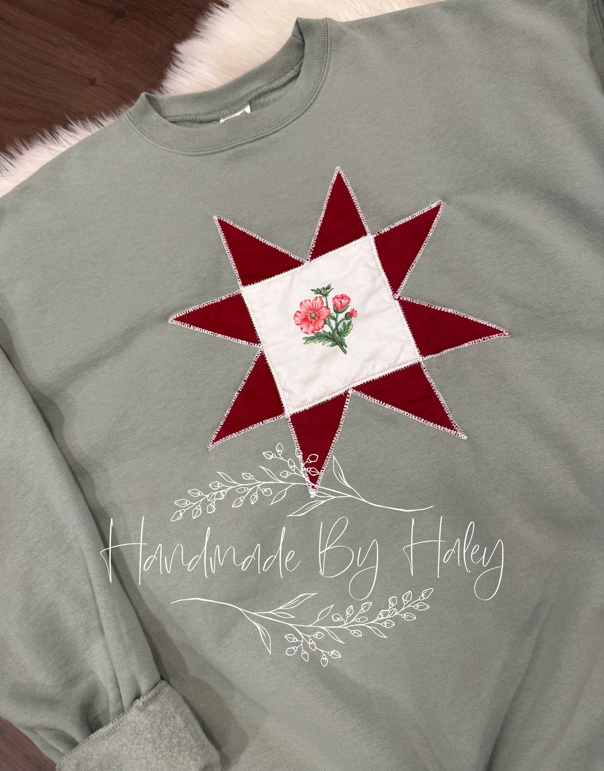 XL Floral Quilt Star Crewneck