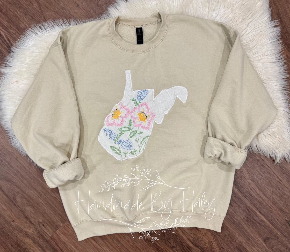 XL Floral Embroidered West Virginia Crewneck