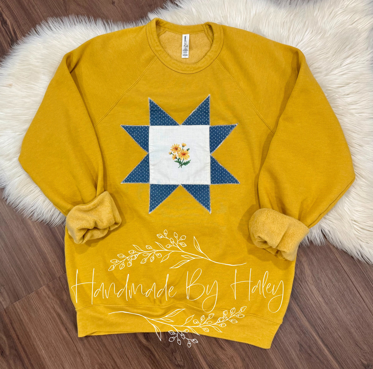 Large Sunflower Quilt Block Crewneck