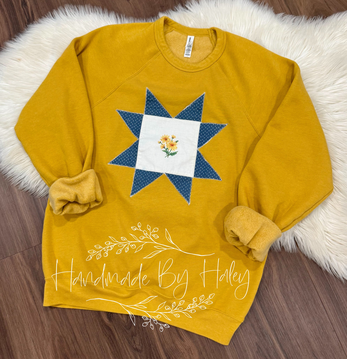 Large Sunflower Quilt Block Crewneck