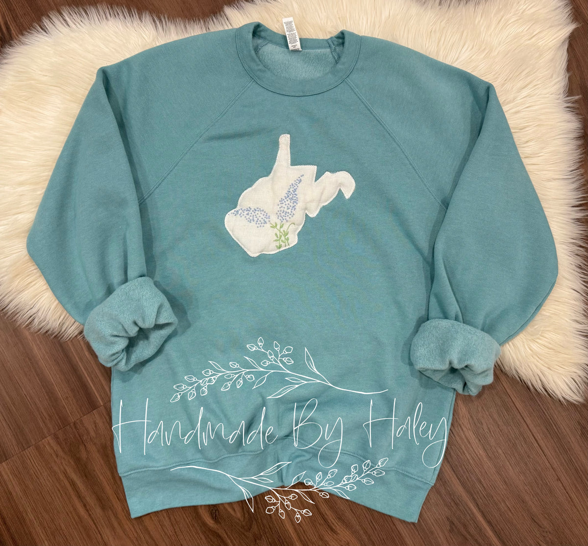 Large Embroidered Floral West Virginia Crewneck