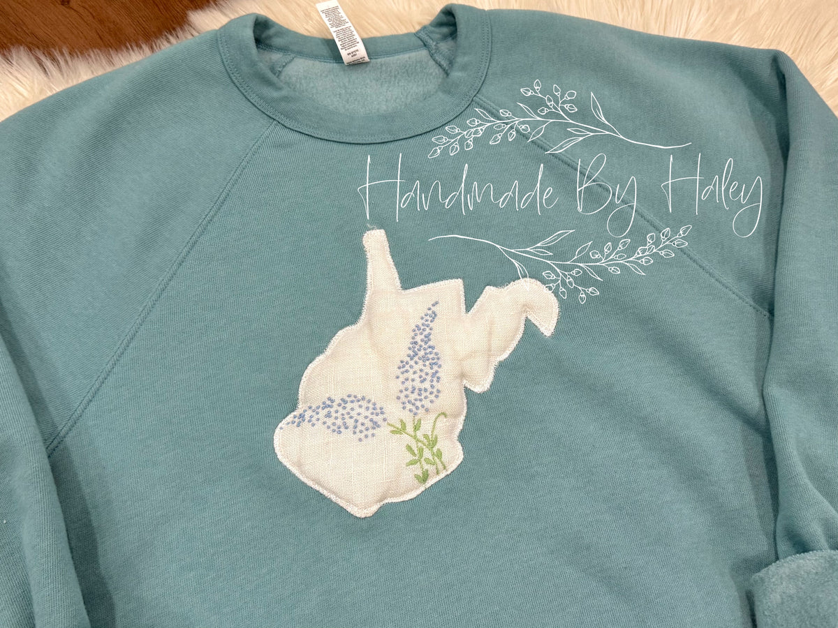 Large Embroidered Floral West Virginia Crewneck