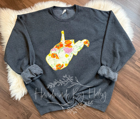 2XL Floral West Virginia Crewneck