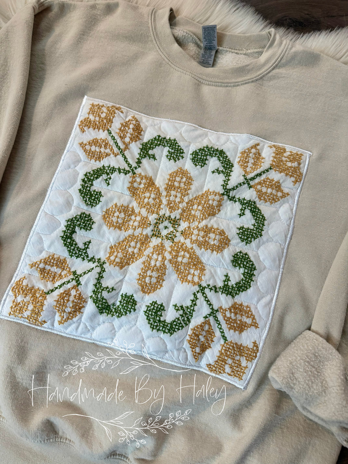 Medium Floral Cross Stitch Crewneck