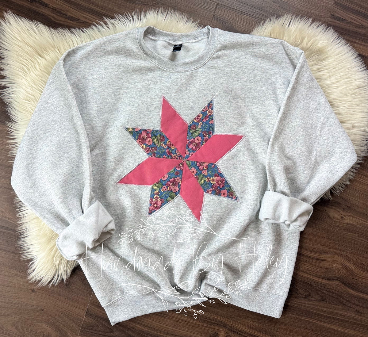XL Pink Star Quilt Crewneck