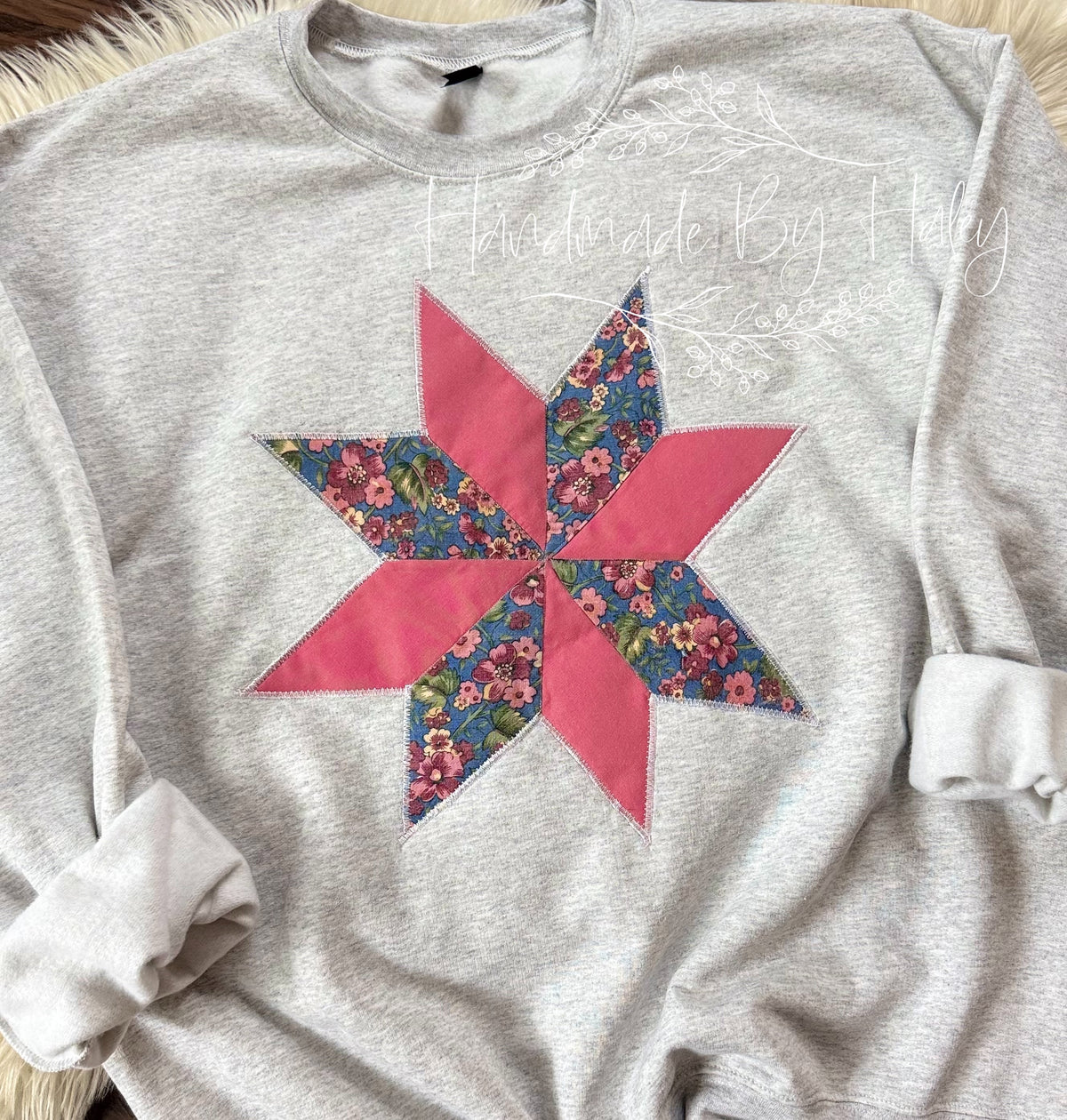 XL Pink Star Quilt Crewneck