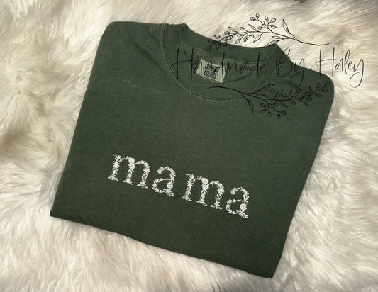 Embroidered Floral Mama T-Shirt