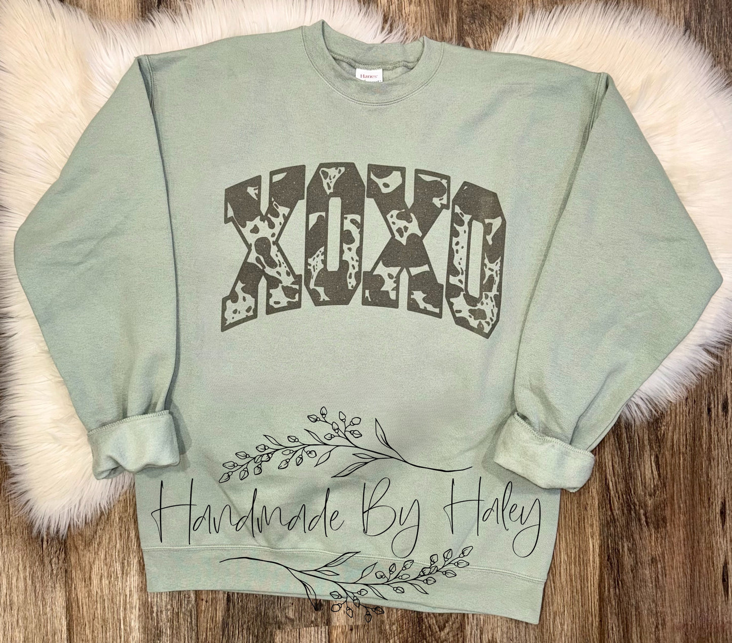 Cow Hide XOXO Crewneck