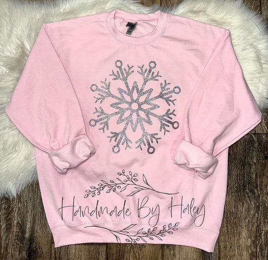 Silver Glitter Snowflake Crewneck