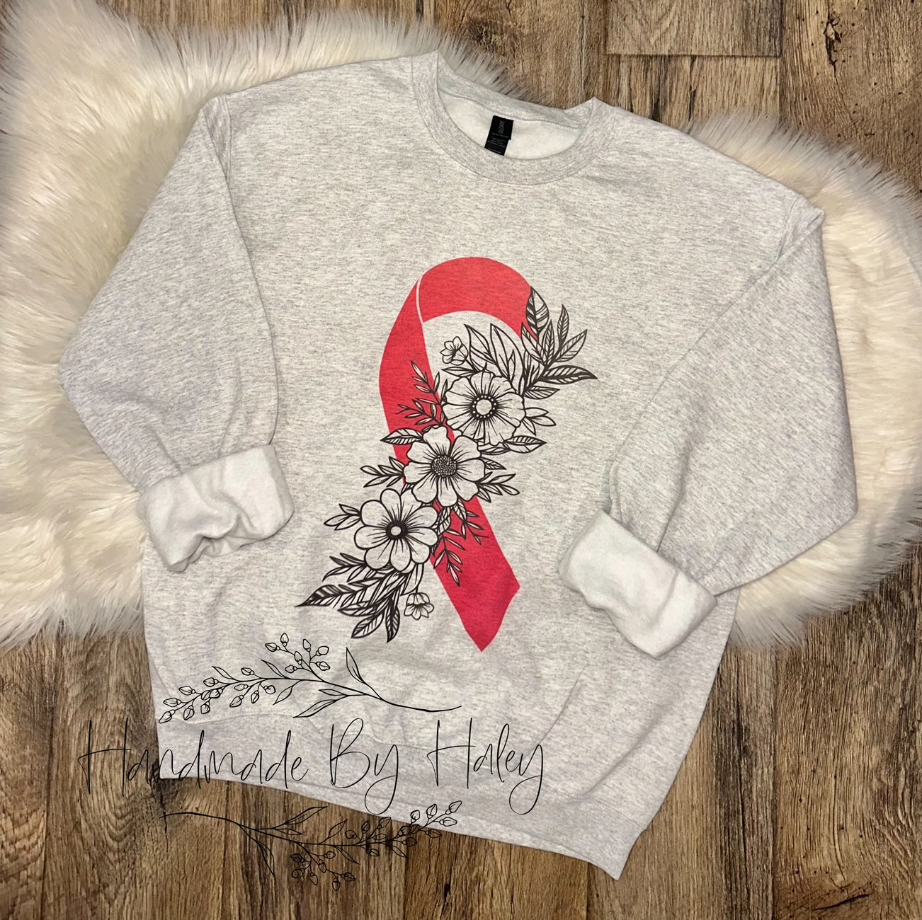 Floral Ribbon Breast Cancer Crewneck