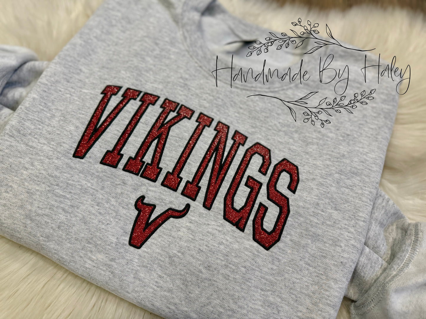 EMBROIDERED Glitter Vikings Crewneck