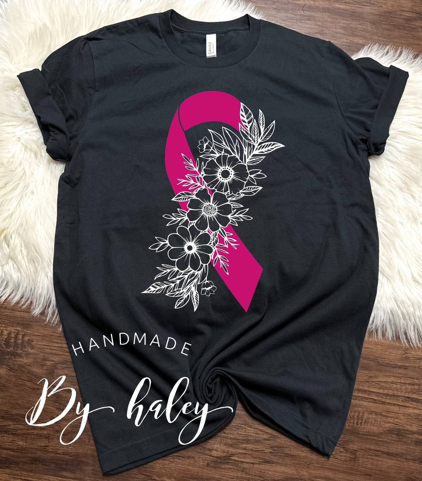 Floral Ribbon Breast Cancer T-Shirt