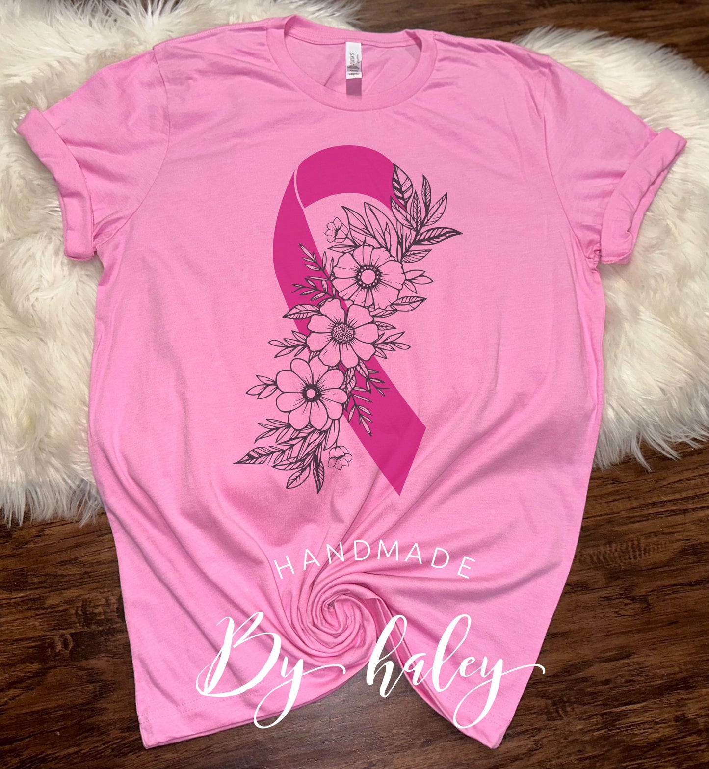 Floral Ribbon Breast Cancer T-Shirt