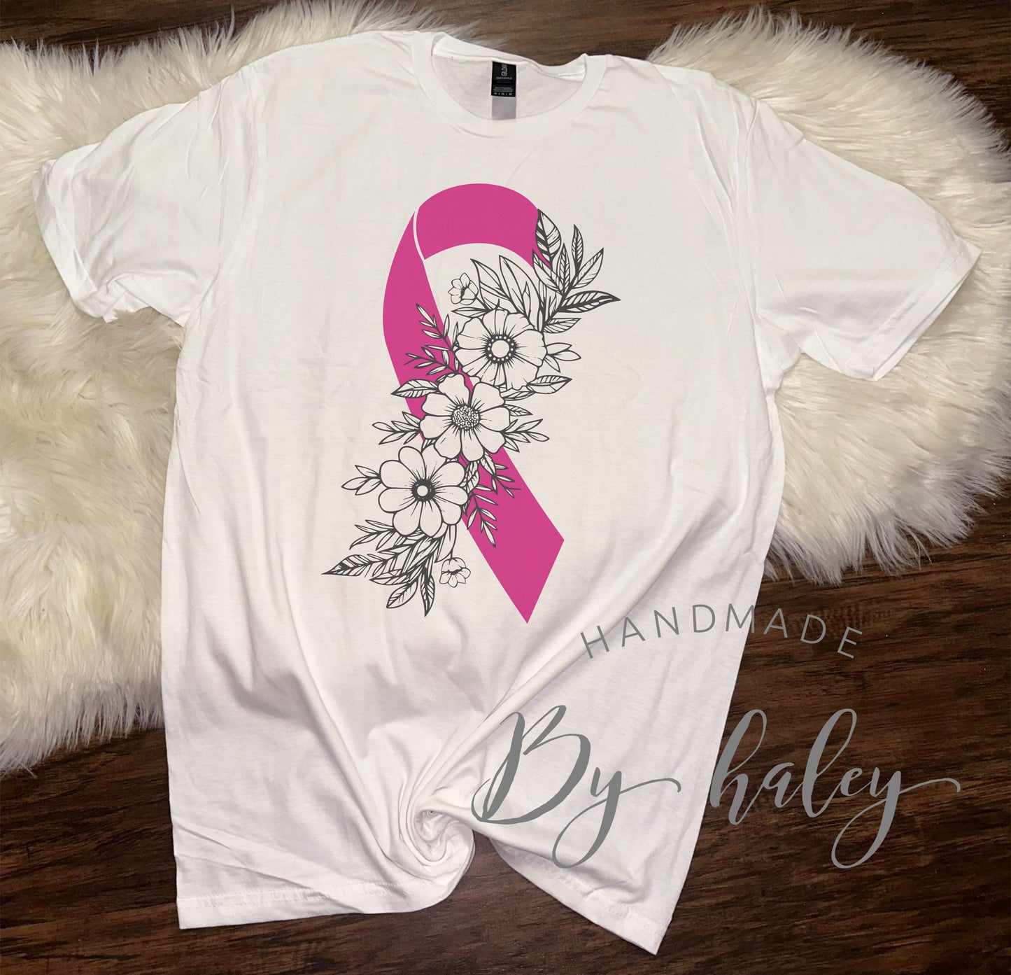 Floral Ribbon Breast Cancer T-Shirt