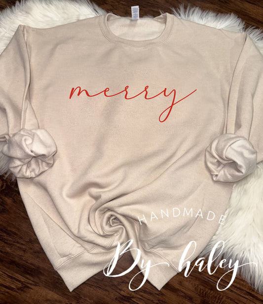 Classy Merry Crewneck (Red Text)