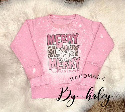 Bleached Retro Pink Santa Crewneck