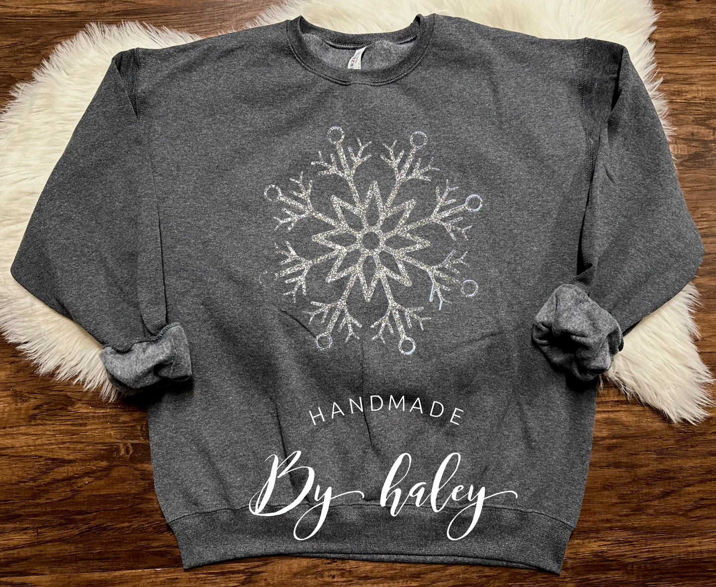 Silver Glitter Snowflake Crewneck