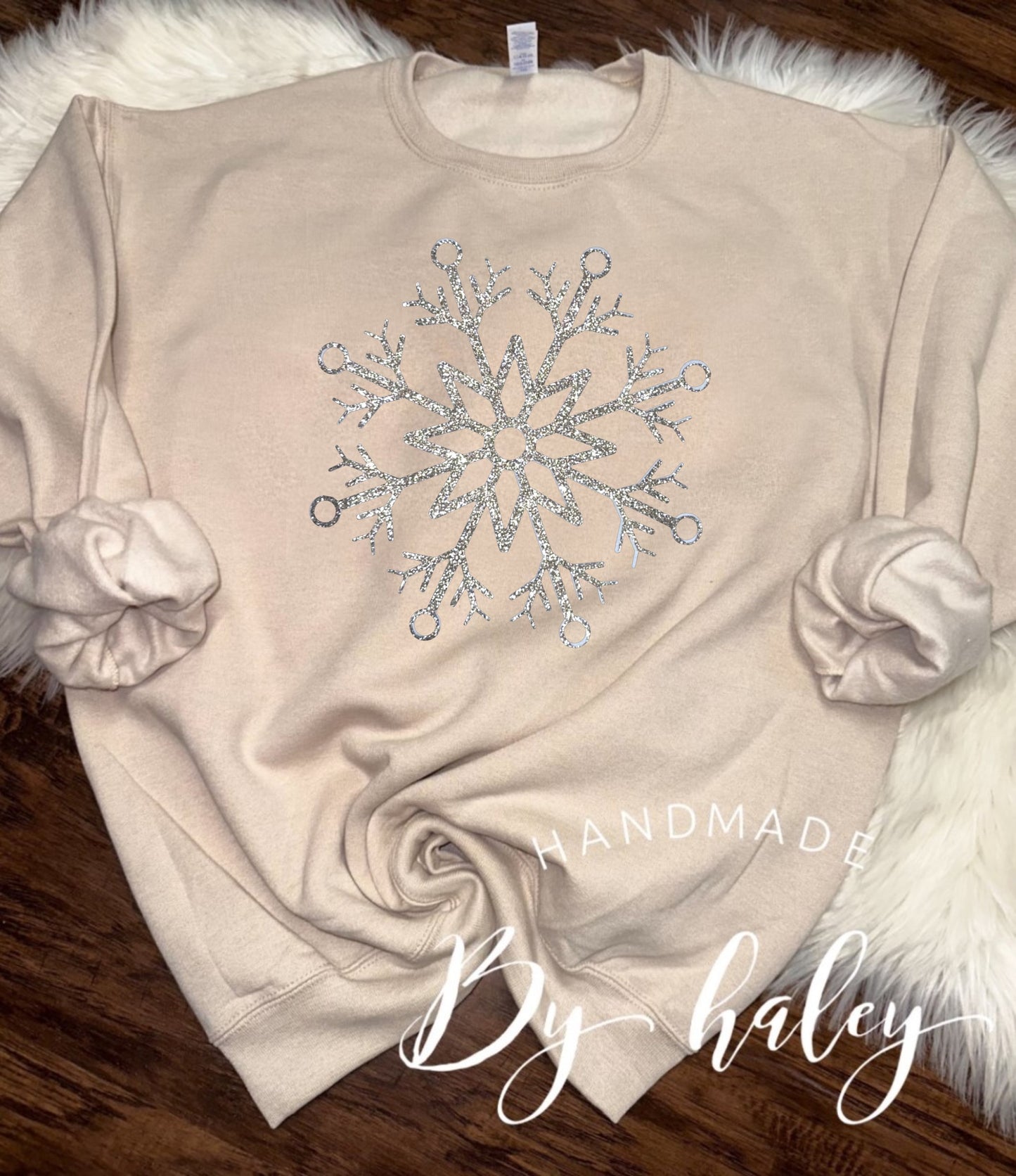 Silver Glitter Snowflake Crewneck