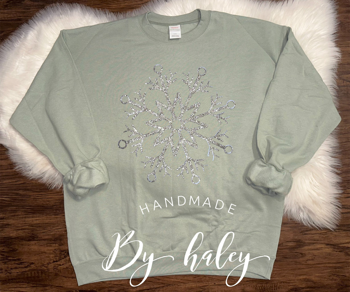 Silver Glitter Snowflake Crewneck